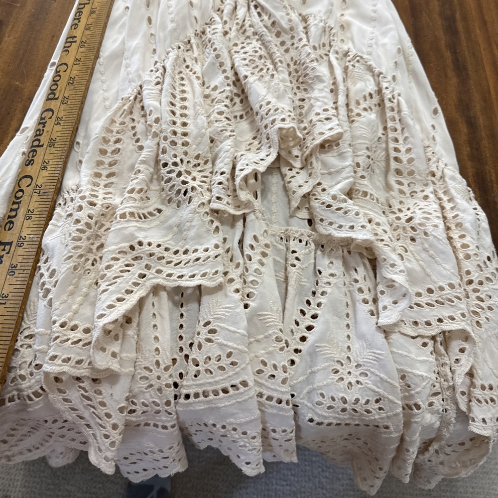 YFB Young Fabulous & Broke Costa Eyelet High Low Dress Ivory Medium - Picture 11 of 14